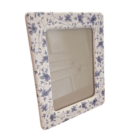Blue & White Floral Ceramic Picture Photo Frame Vintage 5 x 7 - Picture 1 of 5